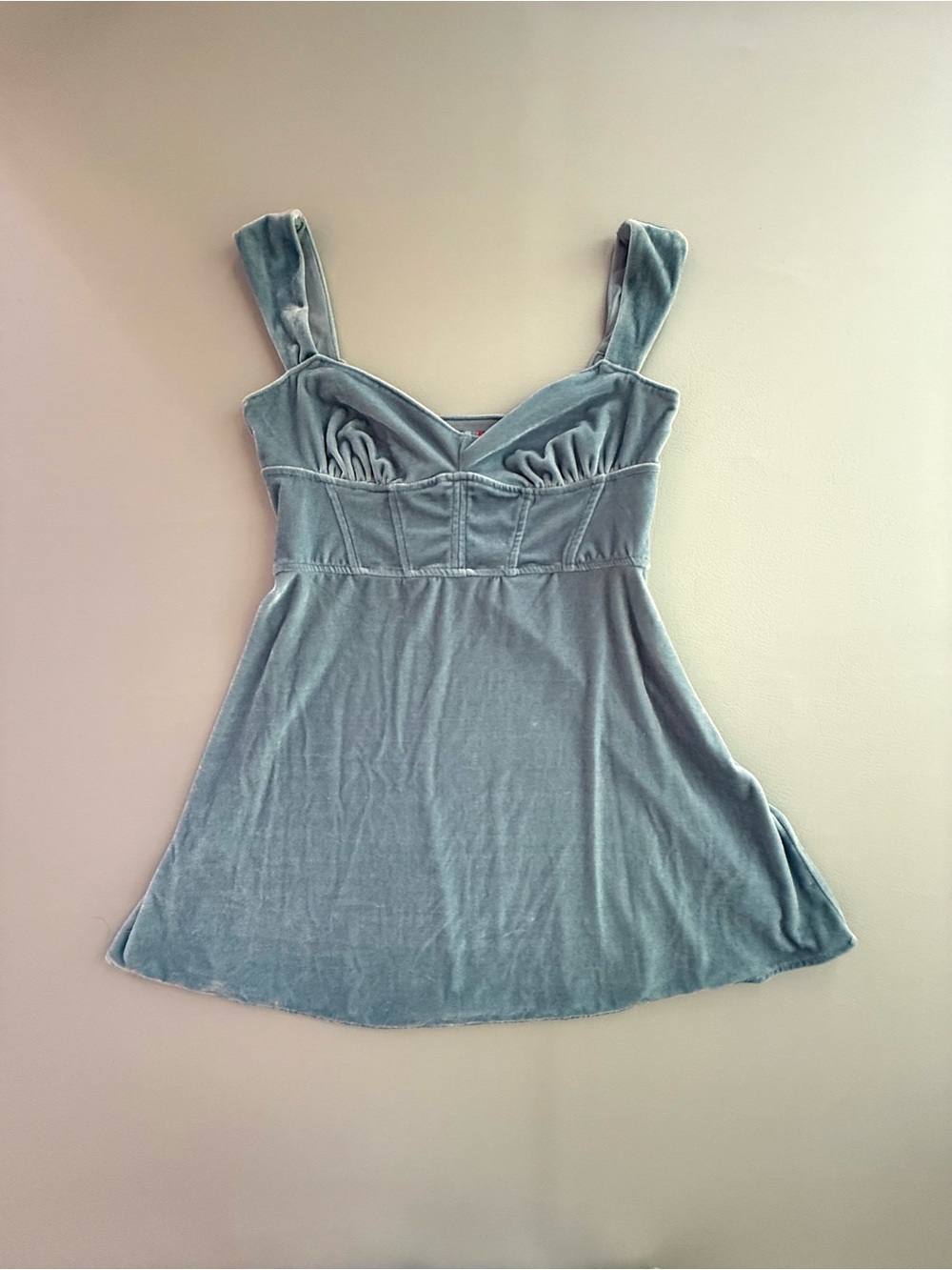 Urban Outfitters Genivieve Blue Velvet Corset Sweetheart Mini Dress Medium